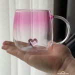 Стаклена чаша со розево срце - А5453