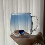 Стаклена чаша со плаво срце - A5453