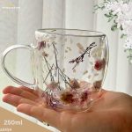 Стаклена чаша со дупло дно Flower white - a5454